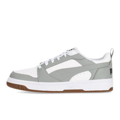 Puma Adults White-Gray Echo-Black Rebound V6 Low Sneakers