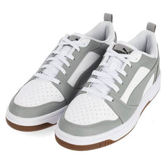 Puma Adults White-Gray Echo-Black Rebound V6 Low Sneakers