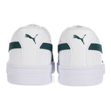 Puma Boys Court Classic Clean Junior Shoes In White & Green