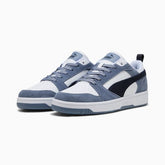 Puma Mens Rebound V6 Low Suede Shoes In Grey & Navy