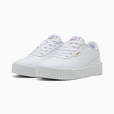 Puma Girls Carina 3.0 Shoes In White & Gold