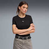 Puma Womens Essential Centered Cat Logo T-shirt In Black