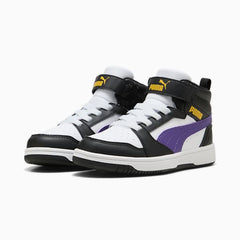 Puma Kids Rebound V6 Mid Ac+ Black/Purple Sneakers