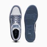 Puma Mens Rebound V6 Low Suede Shoes In Grey & Navy