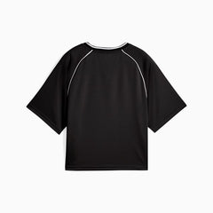 Puma Womens Relaxed Cropped Football T-Shirt In Black
