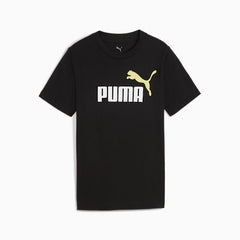 Puma Boys Essential Logo T-Shirt In Black & Yellow