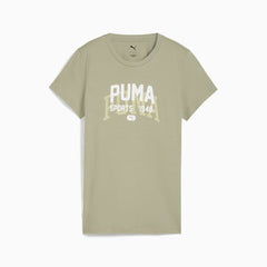 Puma Womens Graphic Varsity T-Shirt In Army Green