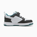 Puma Boys Rebound V6 Lo Super Ac+Ps Sneakers In White Multi