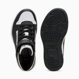 Puma Kids Rebound Slam Mid Jr Shoes In White & Black