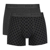 Polo Mens 2 Pack Boxer Set In Charcoal