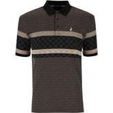 Polo Mens Jacquard Double Mercerised Short Sleeves Golfer In Black/Beige