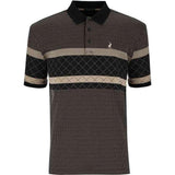Polo Mens Jacquard Double Mercerised Short Sleeves Golfer In Black/Beige