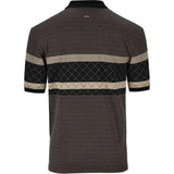 Polo Mens Jacquard Double Mercerised Short Sleeves Golfer In Black/Beige