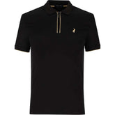 Polo Mens Plain Quarter Zip Double Mercerised Short Sleeves Golfer In Black