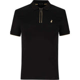 Polo Mens Plain Quarter Zip Double Mercerised Short Sleeves Golfer In Black