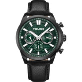 Police Ip Black Green Dial Leather