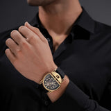 Police Gold Black Rubber Strap