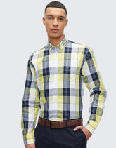 Polo Mens Easy Care Check Long Sleeve Shirt In Aqua