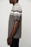 Polo Mens Stripe Golfer In Brown