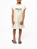 Polo Girls Emily Sleeveless Embroidered Dress In Putty