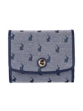 Polo Womens Jacquard Medium Trifold Purse In Navy