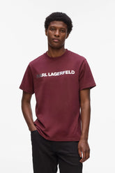 Karl Lagerfeld Mens Essential Shiny Logo T-shirt In Burgandy