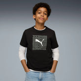 Puma Boys Graphic Box Short Sleeves T-Shirt In Black