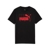 Puma Boys Graphic No.1 Logo T-Shirt In Black & Red
