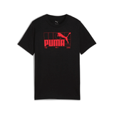 Puma Boys Graphic No.1 Logo T-Shirt In Black & Red