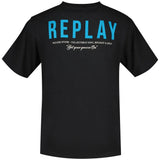 Replay Men Custom Print Front & Back T-Shirt In Black