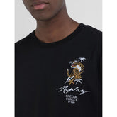 Replay Mens Tiger Print Short Sleeves T-Shirt In Black