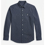 Polo Mens Geoment Print Long Sleeves Shirt In Navy
