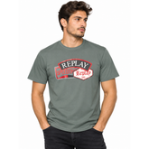Replay Mens Printed T-Shirt In Aviator Green