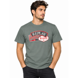 Replay Mens Printed T-Shirt In Aviator Green