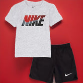 Nike Boys 2 Pcs Woven Short & T-Shirts Set In Black