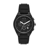 Armani Exchange Mens Chronograph Rubber Strap Watch In Black