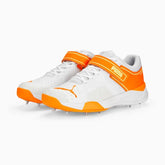 Puma Mens Cricket Bowling Shoes In White/Orange/Yellow