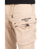 Soviet Mens Caution Cotton Cargo Shorts In Straw