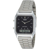 Casio Mens Retro Anadigital Watch In Silver