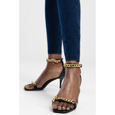 Sissy Boy Chain Vamp Heeled Sandal In Black