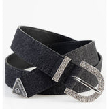 Sissy boy Womens Denim Belt With Diamante Hardware In Black