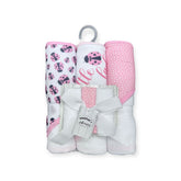 Mother's Choice 3Pc Hooded Towels And 3Pc Facecloths Ladybug in White/Pink