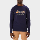 Jeep Mens Fashion Graphic Basic Long Sleeve T-Shirt In Navy