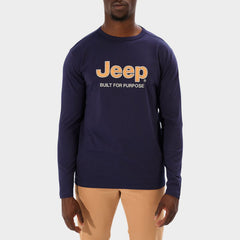 Jeep Mens Fashion Graphic Basic Long Sleeve T-Shirt In Navy