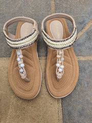 Foot Flex Ladies Sandals In Beige