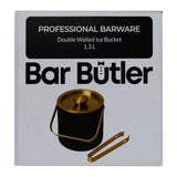 Bar Butler Double Wall Ice Bucket With Tong In Black/Gold