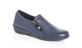 Green Cross Ladies Side Zip Slip On Shoes In Navy