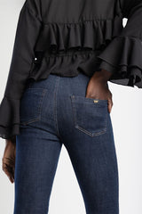 Sissyboy Ladies High Waist Deep Blue Flat Front Skinny Desiz Jean