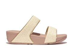 FitFlop Ladies Lulu Shimmer Weave Slides In Stone