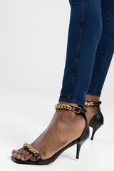 Sissy Boy Chain Vamp Heeled Sandal In Black
